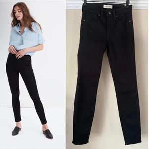 Madewell 9" Raw Hem High Rise Skinny Jeans, Black, Sz 25 NWT